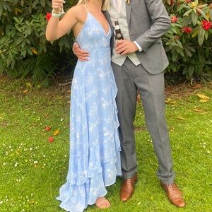 Lulu's Light Blue Floral Formal Maxi Dress